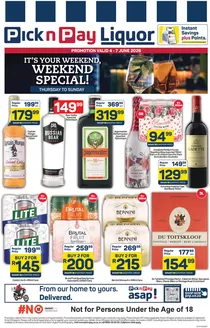 Pick n Pay catalogue in Upington | Pick n Pay Weekend Liquor Specials | 2026-06-04T00:00:00.000Z - 2026-06-07T00:00:00.000Z