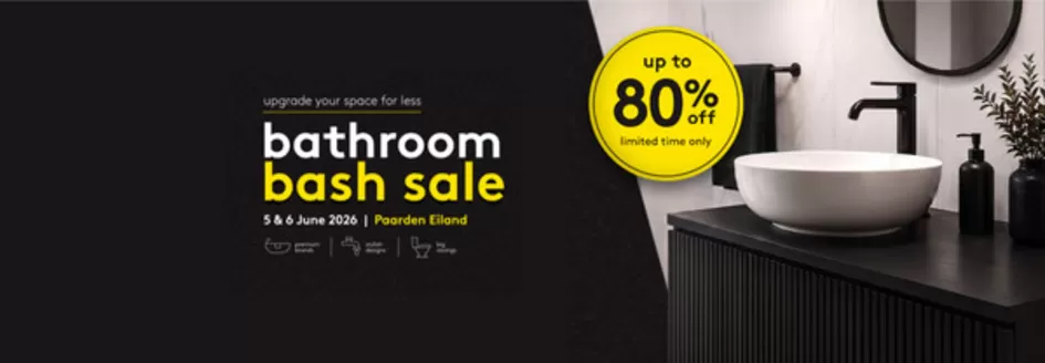Tiletoria catalogue in Kroonstad | Bathroom bash sale | 2026-06-05T00:00:00.000Z - 2026-06-06T00:00:00.000Z