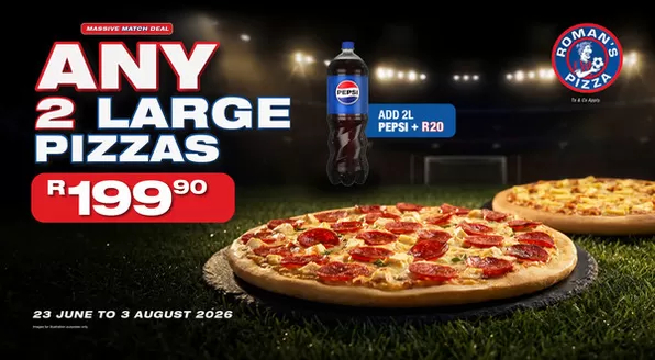 Roman's Pizza catalogue | Massive Match Deal | 2026-07-13T00:00:00.000Z - 2026-08-03T00:00:00.000Z