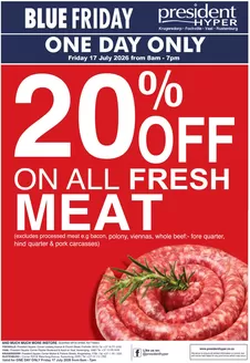 President Hyper catalogue in Worcester | Blue Friday 20 Off All Meat | 2026-07-17T00:00:00.000Z - 2026-07-17T00:00:00.000Z