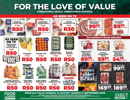 Food Lover's Market catalogue in Bronkhorstspruit | Western Cape - 31 Aug - 6 Sep 2026 | 2026-08-30T00:00:00.000Z - 2026-09-06T00:00:00.000Z