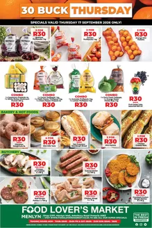 Food Lover's Market catalogue in Mount Frere | Menlyn - 30 Buck Thursday - 17 Sep Only | 2026-09-16T00:00:00.000Z - 2026-09-17T00:00:00.000Z