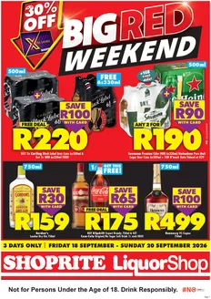 Shoprite catalogue in Roodepoort | Shoprite LiquorShop Big Red Weekend 18 - 20 September | 2026-09-14T00:00:00.000Z - 2026-09-20T00:00:00.000Z