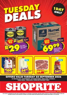 Shoprite catalogue in Kanyamazane | Shoprite Tuesday Deals Exclusive KwaZulu-Natal Valid 22 September | 2026-09-21T00:00:00.000Z - 2026-09-22T00:00:00.000Z