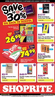 Shoprite catalogue | Shoprite Back To School Savings 21 September - 11 October | 2026-09-20T00:00:00.000Z - 2026-10-11T00:00:00.000Z