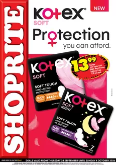 Shoprite catalogue | Shoprite Kotex Personal Care Essentials 24 September - 4 October | 2026-09-23T00:00:00.000Z - 2026-10-04T00:00:00.000Z