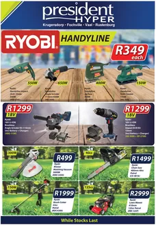 President Hyper catalogue in Colenso | Ryobi Handyline Promo | 2026-10-12T00:00:00.000Z - 2026-10-26T00:00:00.000Z