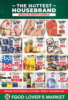 Food Lover's Market catalogue in Port Shepstone | House Brand - Kwa-Zulu Natal - 22 October - 1 November 2026 | 2026-10-21T00:00:00.000Z - 2026-11-01T00:00:00.000Z