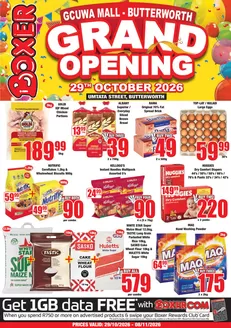 Boxer catalogue in Roodepoort | Gcuwia Mall Grand Opening | 2026-10-29T00:00:00.000Z - 2026-11-08T00:00:00.000Z