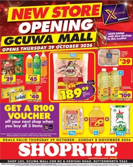 Shoprite catalogue | Shoprite Xtra Savings New Store Gcuwa Mall 29 October - 8 November | 2026-10-28T00:00:00.000Z - 2026-11-08T00:00:00.000Z