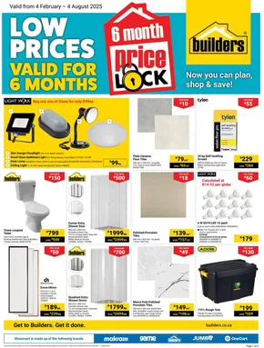 Builders catalogue in Klerksdorp | Builders : Price Lock | 2025-02-04T00:00:00.000Z - 2025-08-04T00:00:00.000Z