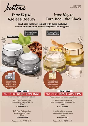 Justine catalogue | Justine A-FIRM SKINCARE DEALS | 2025-07-01T00:00:00.000Z - 2025-07-13T00:00:00.000Z
