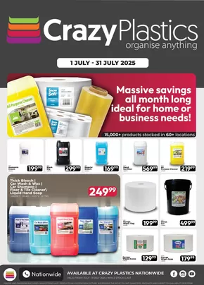 Crazy Plastics catalogue in Rustenburg | View Our Promo For Business | 2025-07-04T00:00:00.000Z - 2025-07-31T00:00:00.000Z