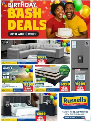 Russells catalogue in Klerksdorp | Birthday Bash Deals | 2025-07-18T00:00:00.000Z - 2025-08-20T00:00:00.000Z