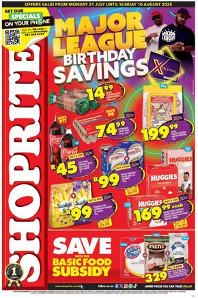 Shoprite catalogue in Klerksdorp | Shoprite Major Deals Gauteng 21 July - 10 August | 2025-07-22T00:00:00.000Z - 2025-08-10T00:00:00.000Z