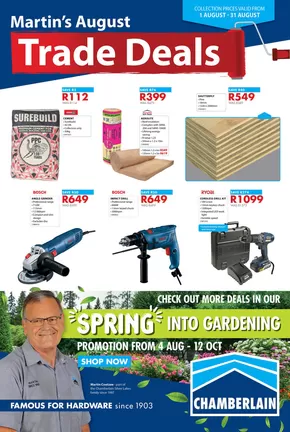 Chamberlain catalogue in Midrand | Trade deals | 2025-08-04T00:00:00.000Z - 2025-08-31T00:00:00.000Z