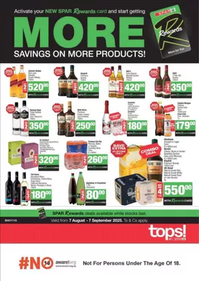 Tops Spar catalogue in Ficksburg | Save now with our deals | 2025-08-07T00:00:00.000Z - 2025-09-07T00:00:00.000Z