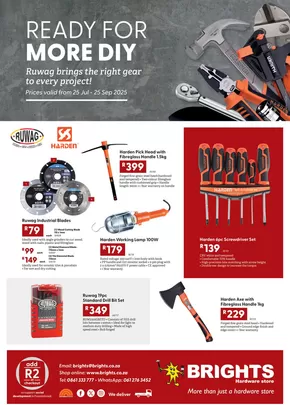 Brights Hardware catalogue in Langebaan | Ready for more diy | 2025-08-08T00:00:00.000Z - 2025-09-25T00:00:00.000Z
