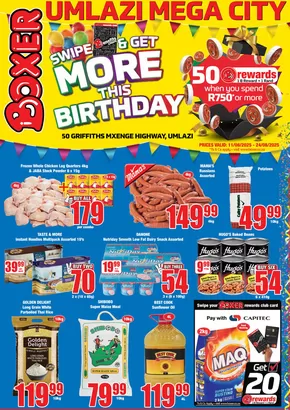 Boxer catalogue in Pietermaritzburg | Boxer Superstores Umlazi Mega City August MM. | 2025-08-11T00:00:00.000Z - 2025-08-24T00:00:00.000Z