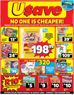 Usave catalogue in Edenburg | Top deals for all customers | 2025-08-18T00:00:00.000Z - 2025-09-07T00:00:00.000Z