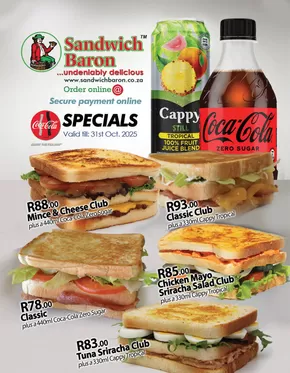Sandwich Baron catalogue in Edenvale | Sandwich baron specials | 2025-08-19T00:00:00.000Z - 2025-10-31T00:00:00.000Z