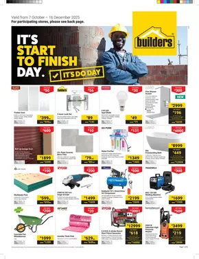 Builders catalogue in Durban | Builders KwaZulu-Natal : It's Start to Finish Day | 2025-10-07T00:00:00.000Z - 2025-12-16T00:00:00.000Z