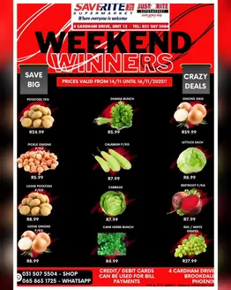 Saverite catalogue in Krugersdorp | Weekend Winners | 2025-11-14T00:00:00.000Z - 2025-11-16T00:00:00.000Z