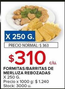 Formitas/ Barritas de merluza rebozadas x 250g