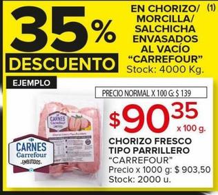 chorizo fresco tipo parrillero Carrefour x 100g