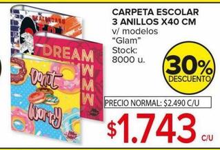 carpeta escolar 3 anillos x 40cm GLAM
