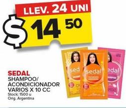 Shampoo/acondicionador Sedal x 10cc