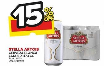 cerveza Stella Artois blanca lata 6 x 473cc