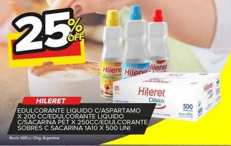 edulcorante Hileret líquido c/aspartamo x 200cc
