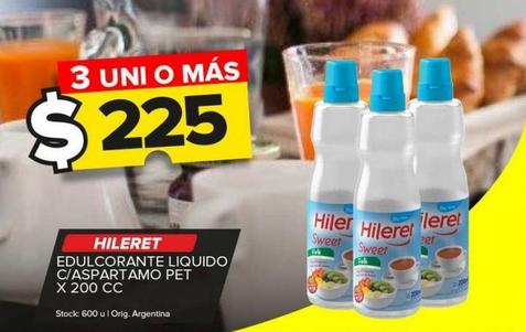 edulcorante líquido Hileret c/ aspartamo x 200cc