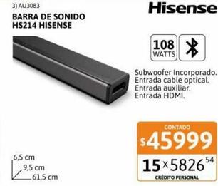 Barra de sonido HS214 108W Hisense