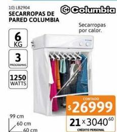 Secarropas de Pared Columbia 6kg 1250w