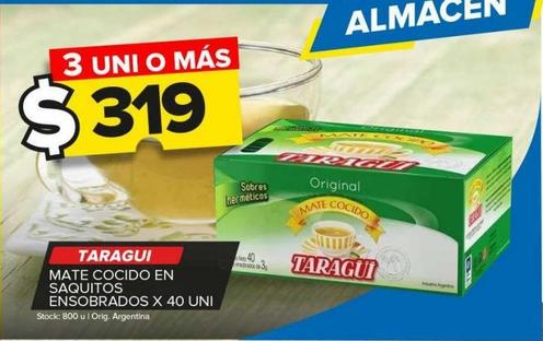 Mate cocido en saquitos Taraguí x 40un