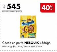 cacao en polvo Nesquik x 360g