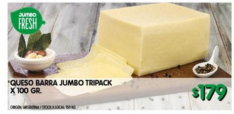 queso barra Jumbo tripack x 100g