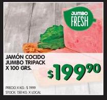 jamón cocido Jumbo tripack 100g