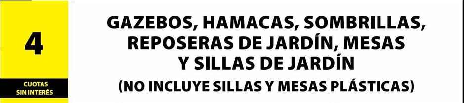 GAZEBOS, HAMACAS, SOMBRILLAS, REPOSERAS DE JARDÍN