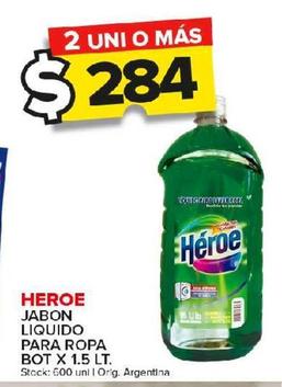 jabón líquido Heroe p/ropa bot x 1,5L