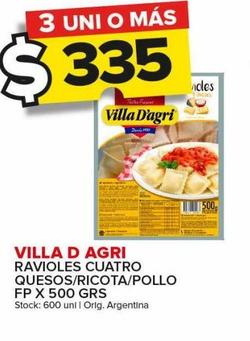 ravioles cuatro quesos/ ricota/ pollo Villa D'Agri x 500g