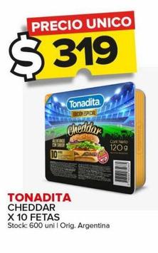 queso Cheddar Tonadita  x 10 fetas 