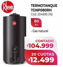 Rheem TERMOTANQUE TGNP080RH