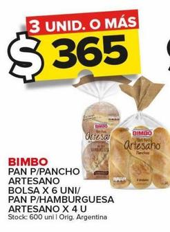 pan para pancho Bimbo artesano bolsa x 6uni