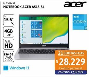 Notebook Acer A515-54-38F9 4GB 256SSD