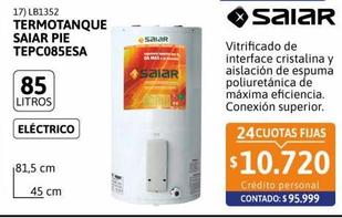 Termotanque SAIAR electrico Pie 85 Litros