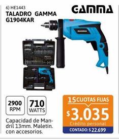 Taladro Gamma 13mm 710W G1904KAR en Kit