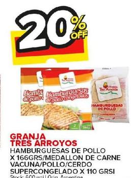 hamburguesas de pollo Granja Tres Arroyos